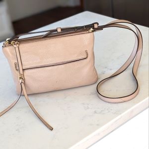 Vince Camuto Gally Almond Beige Leather Crossbody Bag